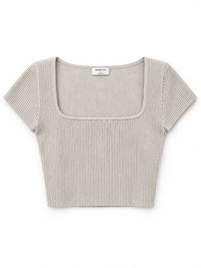 Babaton cropped sculpt boxy top S cap sleeve stretch ribbed contemporary minimal